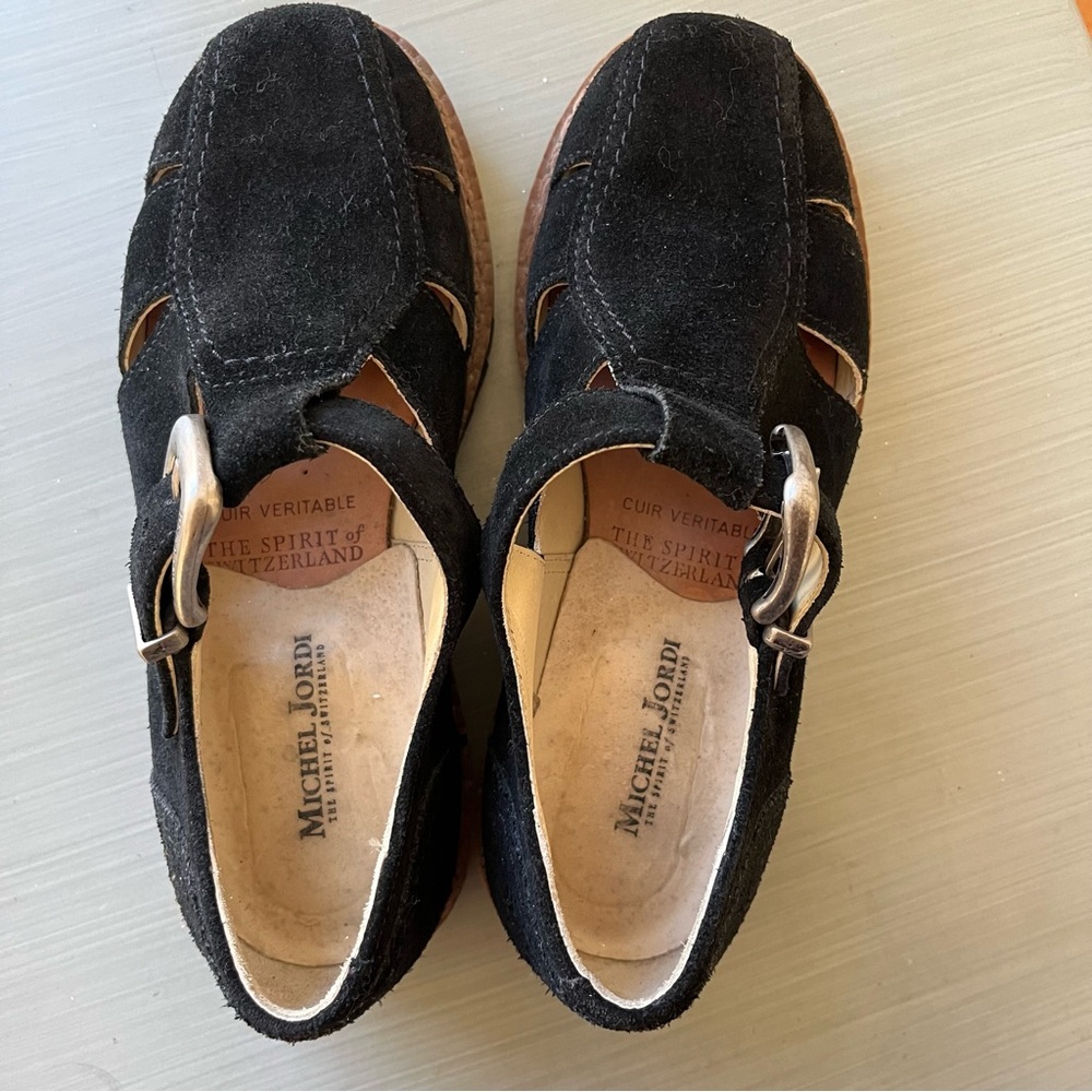 Michel Jordi Black Suede Shoes Sz 35 Made In Italy